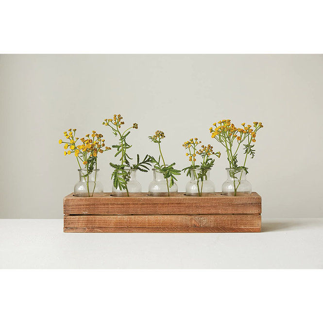 FLOWER MARKET WOOD CRATE WITH GLASS BOTTLES — view 1